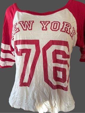 Vintage New York 76 Red and White Women's Top